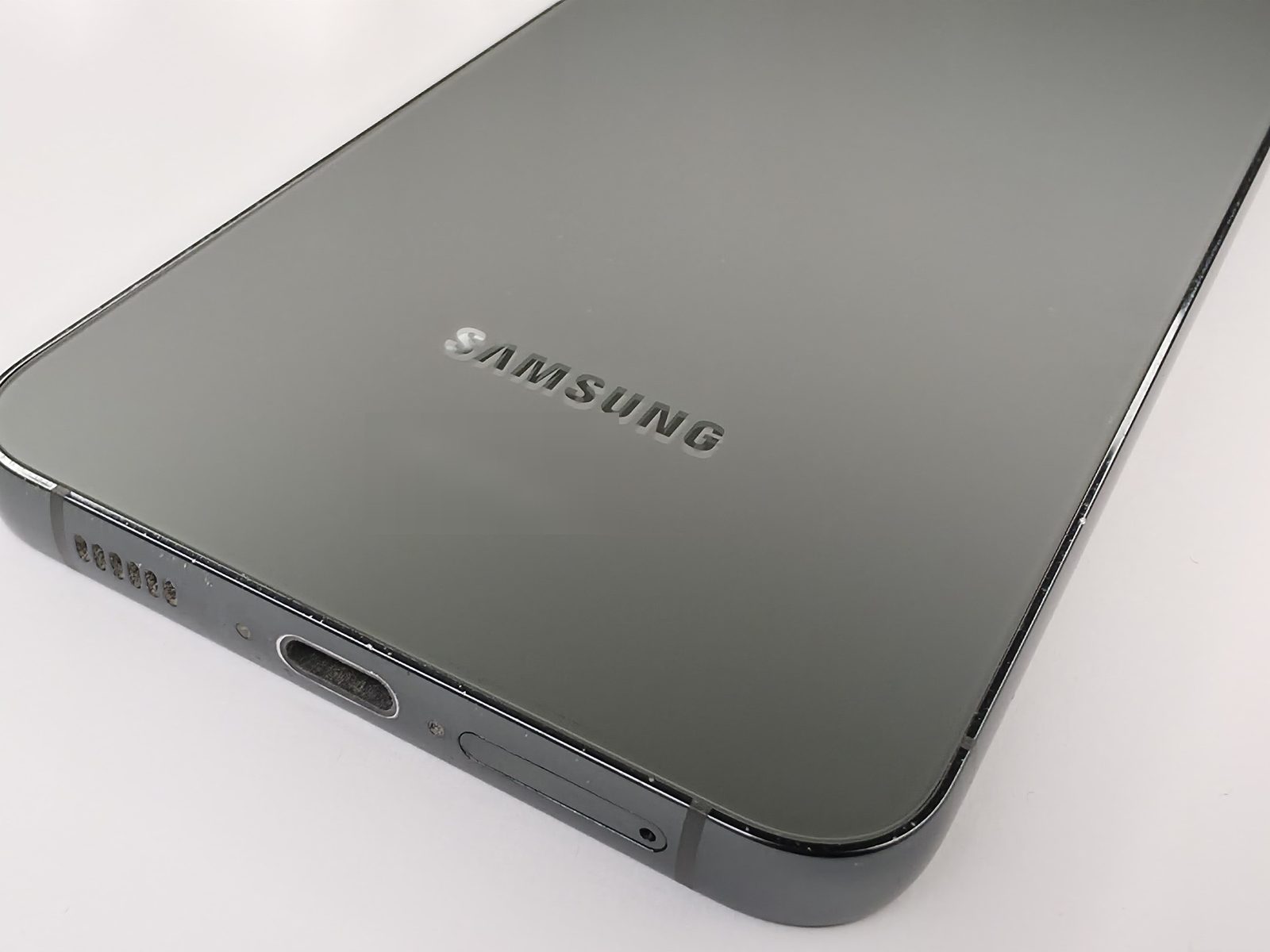 Samsung Galaxy S23+ Samsung logo close-up